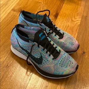 Rainbow and Black Nike Flyknit Racers